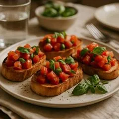 Брускетта с томатами и базиликом: хрустящий летний вкус