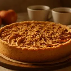 Песочный пирог с яблоками и корицей для семейного чая