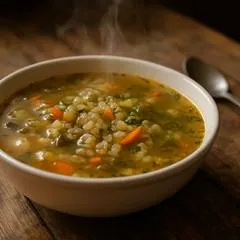 Рассольник с перловкой и солёными огурцами как дома