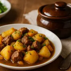 Жаркое по-домашнему в горшочках с мясом и картофелем